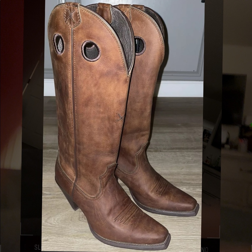 New Tall Oiled Leather Western Cowgirl Heel Boots